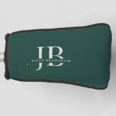Aangepaste Elegant Monogram en Naam Groen Golfheadcover (Voorkant)