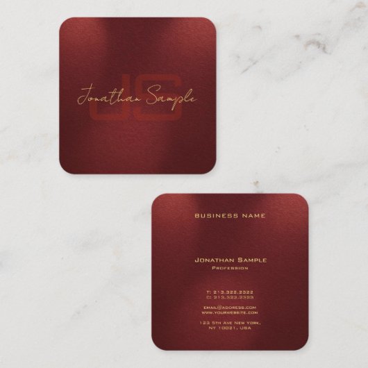 Aangepaste Elegant Monogram Initialen Gold Look Te Vierkante Visitekaartje (Voorkant / Achterkant)