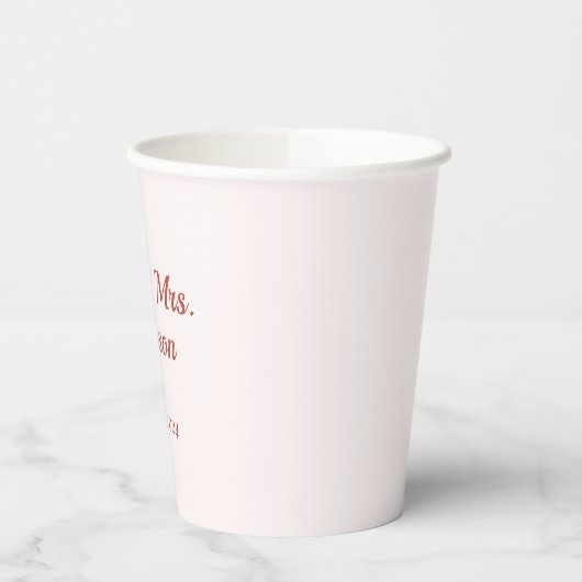 Aangepaste Elegant Mr & Mrs Paar Naam Monogram Papieren Bekers (Links)