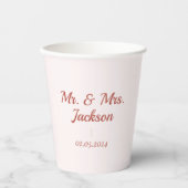 Aangepaste Elegant Mr & Mrs Paar Naam Monogram Papieren Bekers (Voorkant)