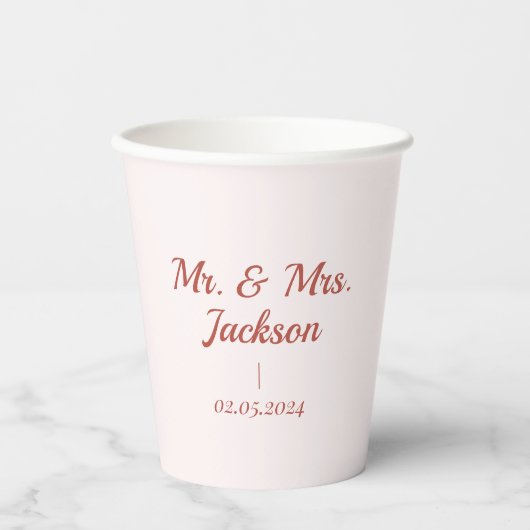 Aangepaste Elegant Mr & Mrs Paar Naam Monogram Papieren Bekers (Voorkant)