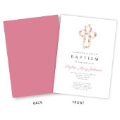 Aangepaste Elegant roze Floral Cross Baptisme Kaart