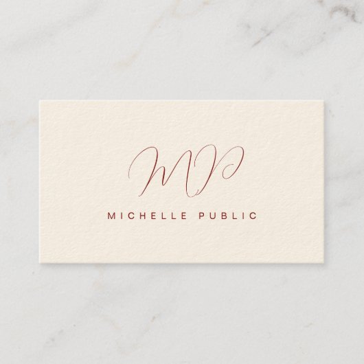 Aangepaste Elegant Script Monogram Initiaal Luxe Visitekaartje (Voorkant)