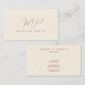 Aangepaste Elegant Script Monogram Initiaal Luxe Visitekaartje (Voorkant / Achterkant)