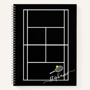 Aangepaste Elegant Script-naam Tennis Notitieboek