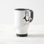 aangepaste Elegant Script Name Stylish penguin 202 Reisbeker (Voorkant rechts)