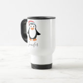aangepaste Elegant Script Name Stylish penguin 202 Reisbeker (Voorkant links)