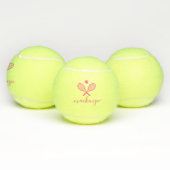 Aangepaste Elegant Script Text Pink Tennis Balls Tennisballen (Multi)