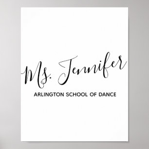 Aangepaste Elegant Scripted Dance Teacher Poster