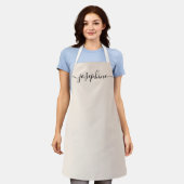 Aangepaste elegant scriptnaam soft beige schort (Gedragen)