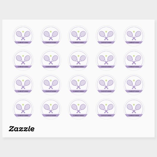 Aangepaste Elegant Tennis Racket en Ball Cute Ronde Sticker (Vel)