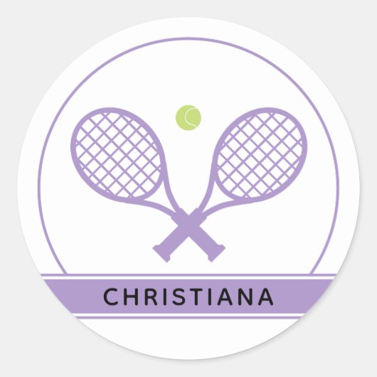 Aangepaste Elegant Tennis Racket en Ball Cute Ronde Sticker (Voorkant)