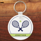 Aangepaste Elegant Tennis Racket en Ball Cute Sleutelhanger (Voorkant)