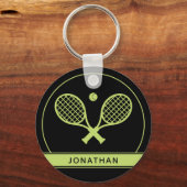 Aangepaste Elegant Tennis Racket en Ball Cute Sleutelhanger (Voorkant)