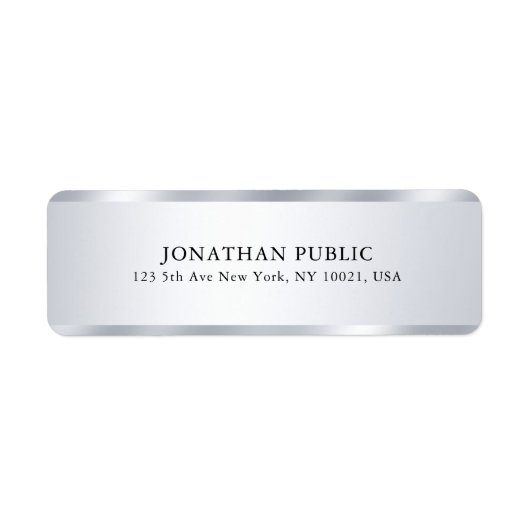 Aangepaste Elegant Zilver Look Moderne Eenvoudige Etiket (Voorkant)