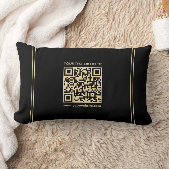 Aangepaste Elegant Zwart & Goud Sjabloon QR Code Kussen (Deken)