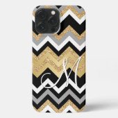 Aangepaste Elegant Zwart Goud Zigzag Patroon iPhone Hoesje (Achterkant)