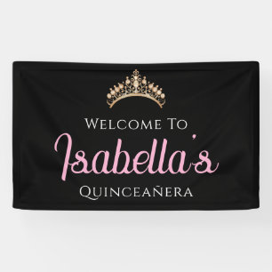 Aangepaste Elegante 15e Verjaardag Quinceañera Spandoek