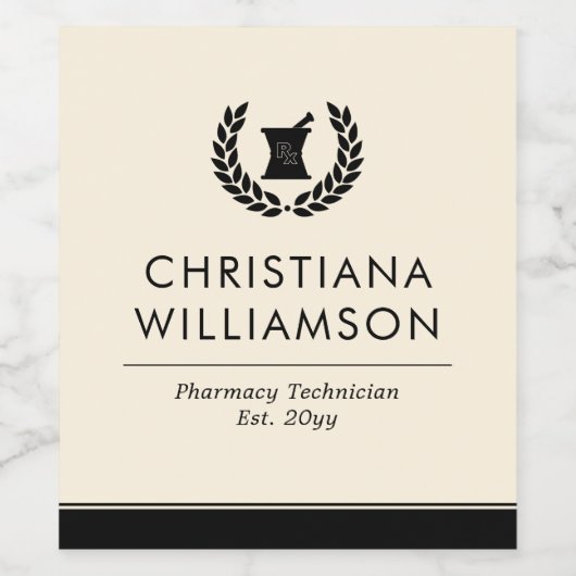 Aangepaste Elegante Apotheker Apotheek Tech Afstud Wijn Etiket (Enkel label)