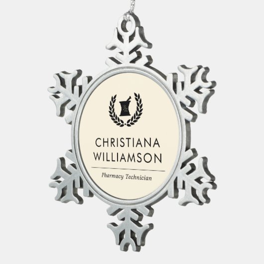 Aangepaste Elegante Apotheker Apotheek Tech Person Tin Sneeuwvlok Ornament (Rechts)