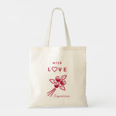 Aangepaste elegante bloem "met L❤️VE" rode rozen Tote Bag (Achterkant)