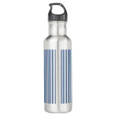 Aangepaste elegante bloemenstrepen monochromatisch waterfles (Achterkant)