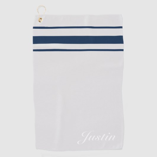 Aangepaste elegante blu-strepen voor de marine golfhanddoek (Voorkant)