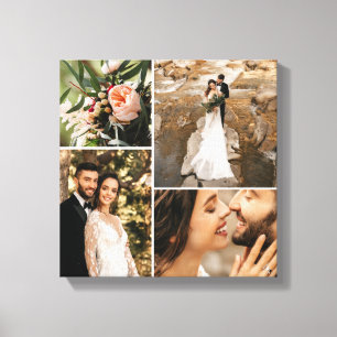 Aangepaste Elegante bruiloft familie foto collage Canvas Afdruk