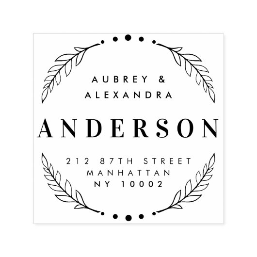 Aangepaste Elegante bruiloft krans retour adres Zelfinktende Stempel (Design)