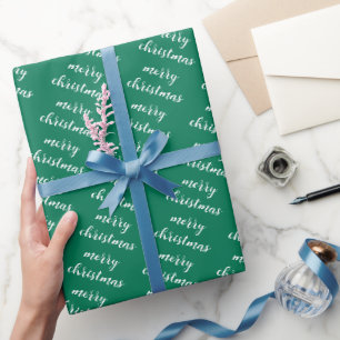 Aangepaste Elegante Dennenboom Groen Gelukkig Kers Cadeaupapier