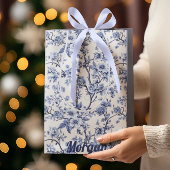 Aangepaste Elegante Franse Blauwe Bloemen Medium Cadeauzakje