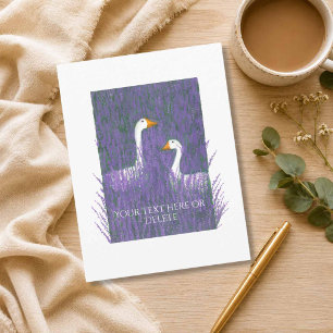 Aangepaste Elegante Gans in een Lavendel Tuin Kuns Briefkaart