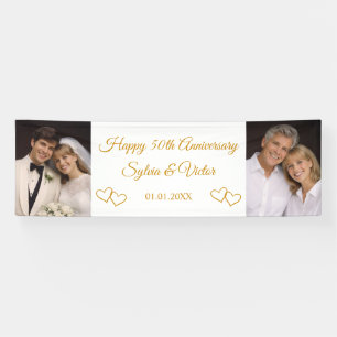 Aangepaste Elegante Gouden 50ste Verjaardag Feest Spandoek