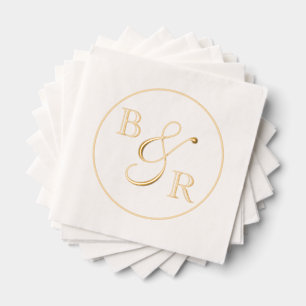 Aangepaste Elegante Kalligrafie Paar Namen Initial Folie Servetten