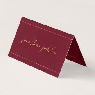 Aangepaste Elegante Kalligrafie Rood & Goud Gevouw Visitekaartjes
