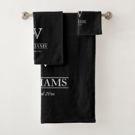 Aangepaste elegante klassieke monogram naam bad handdoek