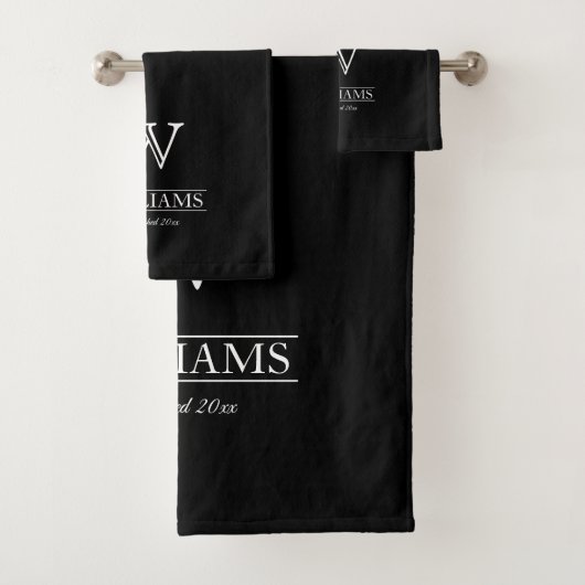 Aangepaste elegante klassieke monogram naam bad handdoek (Insitu)