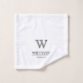 Aangepaste elegante klassieke monogram naam bad handdoek (Wasdoekje)