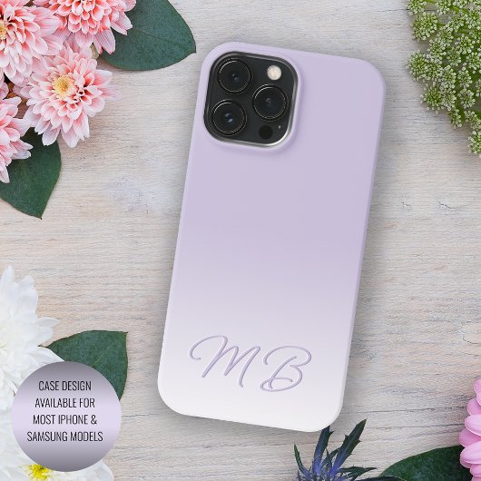 Aangepaste Elegante Lichte Lavendel Violet Monogra Case-Mate iPhone Case