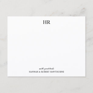 Aangepaste Elegante Minimalistische Monogram Bedan Notitiekaartje