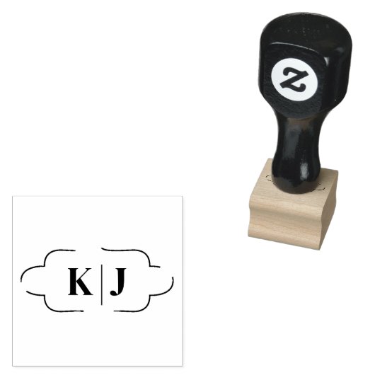 AANGEPASTE ELEGANTE MONOGRAM BRUILOFT HOUTEN KUNST 	RUBBERSTEMPEL (Gestempeld)