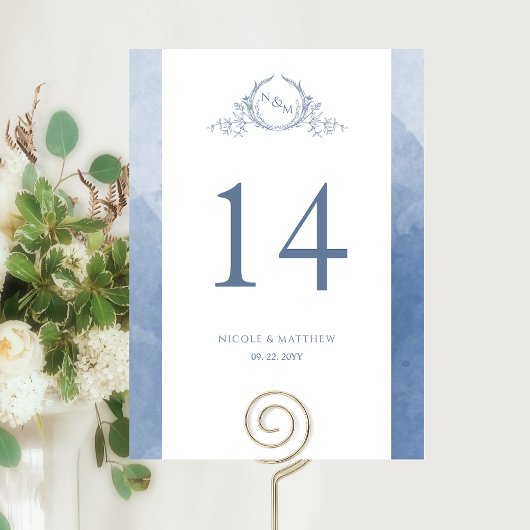 Aangepaste, elegante monogram Dusty Blue Wedding