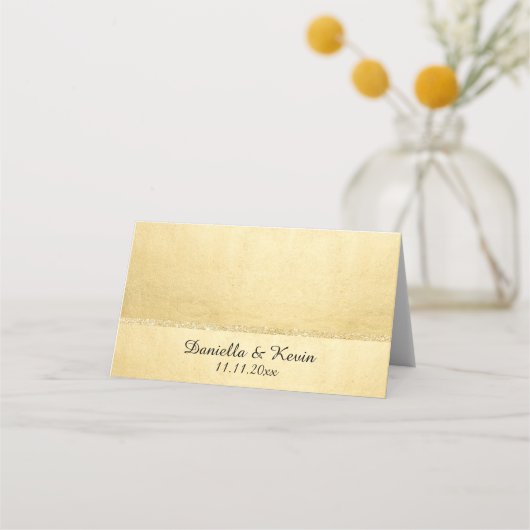 Aangepaste Elegante Monogram Gouden Glitter Huweli (Achterkant)