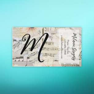 Aangepaste Elegante Monogram Muziek Docent Floral Visitekaartje