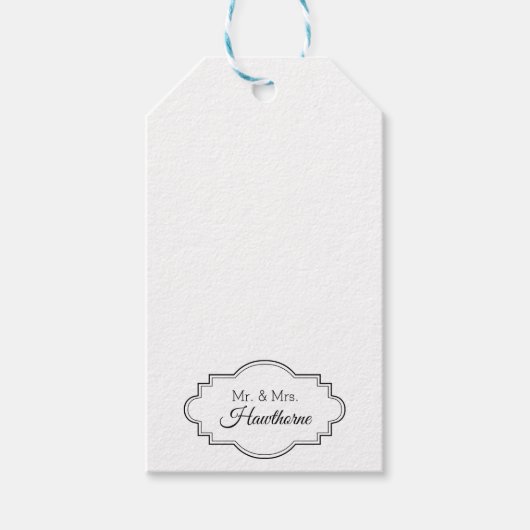 Aangepaste elegante Paar Mr / Mrs Bruiloft Initial Cadeaulabel (Voorkant)