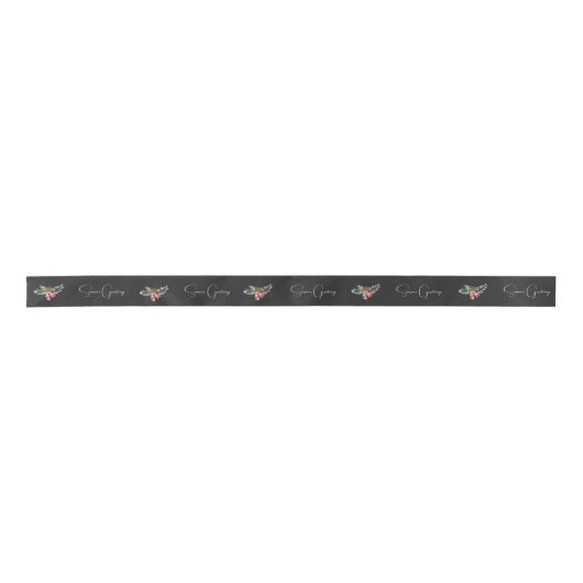 Aangepaste Elegante Rood Goud Blad Kerst Ornament Lint (Voorkant)
