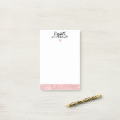 Aangepaste elegante roze glitter post-it® notes (Op bureau)