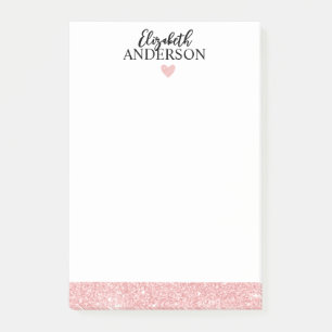 Aangepaste elegante roze glitter post-it® notes