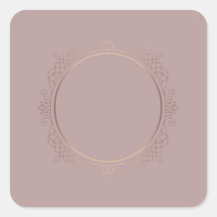 Aangepaste Elegante Roze Gouden Lege Sjabloon Voeg Vierkante Sticker
