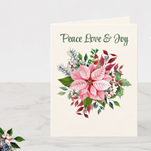 Aangepaste Elegante Roze Poinsettia Kerst Kaart